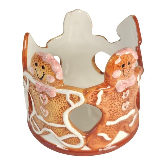 Gingerbread Salt Pepper Shakers, 2 Tea Light Holders Christmas Decor Set Ceramic - Picture 14 of 16